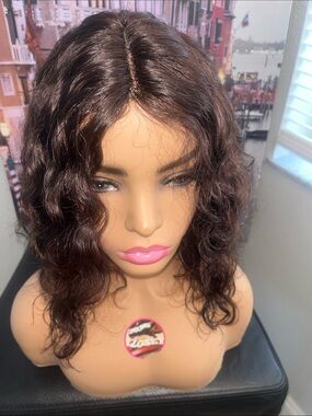 Women's   Wet & Wavy pre parted wig- Brown 100% human hair